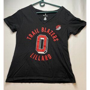 NBA Portland Trail Blazers shirt womens medium short sleeve Fanatics v black